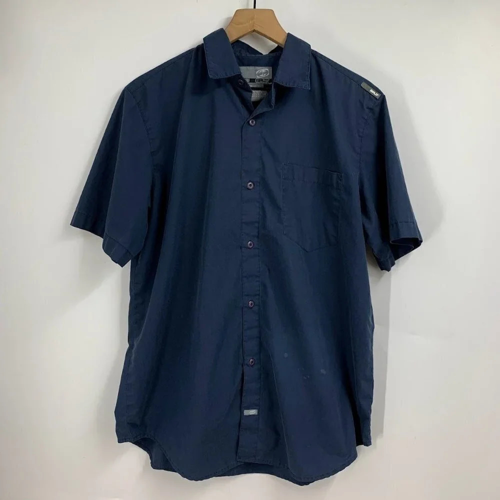 Split Men's Button Up Cotton Blend Short‎ Sleeve Shirt Size M